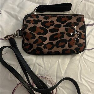 kate spade Leopard Print lanyard/wristlet - Brown and Black